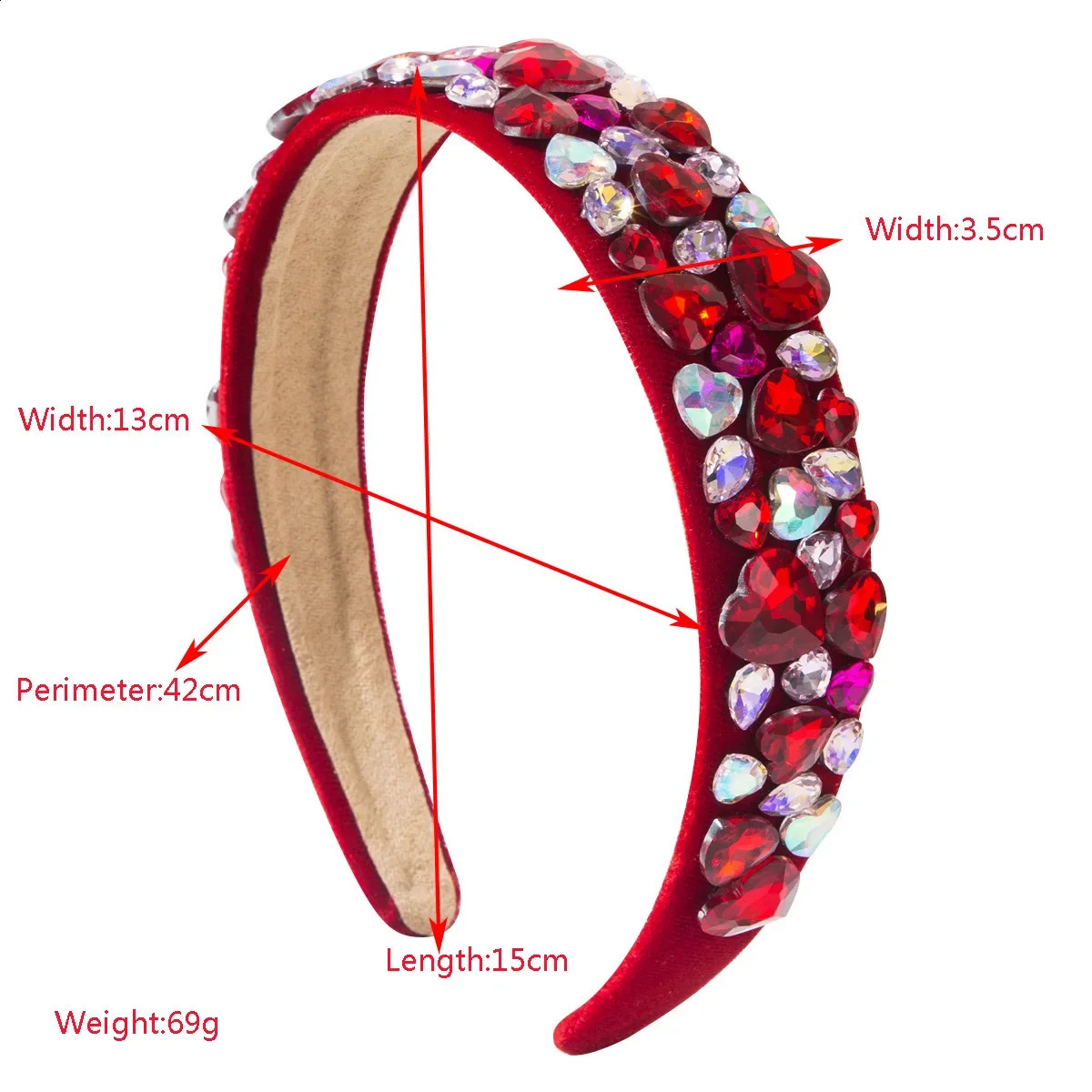 Valentines Day wide edge colored love full diamond headband sweet versatile high-end holiday hair accessories women 250207