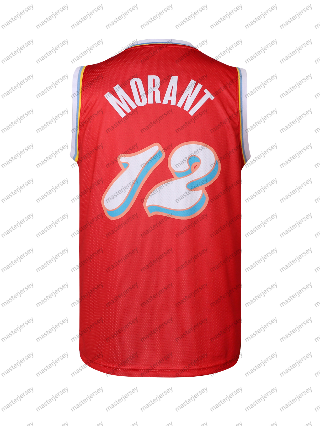 12 MORANT Men's Basketball Jersey In Stock V-Neck Neck Sleeveless Training Vest, Loose Fit Athletic Tops for Outdoor