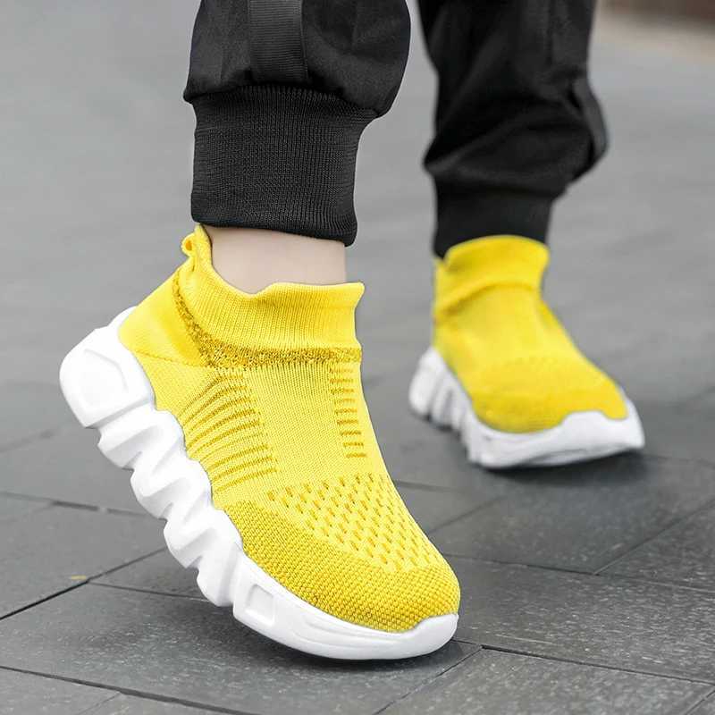 Fashion Yellow Kids Running Shoes Boys Trainers Girl Sports Shoes Mesh Breathable Sneakers For Children sneakers boy W250207