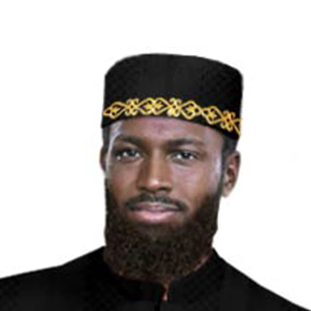 Men Prayer Hats Islamic African Muslim Kippah Arab Caps Men Arabia Cotton Gold Embroidery Wrap Muslim Islam Men Hat Headscarf 250207