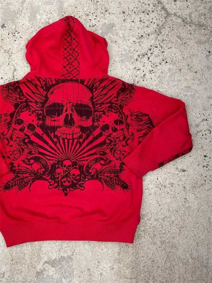 2024 Leisure Sports Hoodie Y2K New Fashion Gothic Printed Zipper Hoodie Coat Loose Version Sweatshirt Hoodie for Men and Women W250207