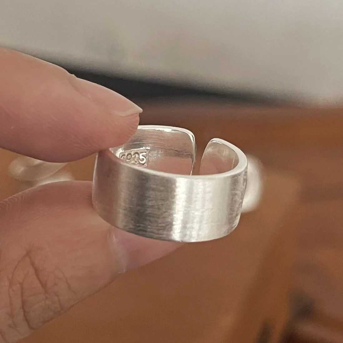925 Sterling Silver Rings for Women Couple Minimalist Handmade Simple Wide Moon Ring Set Party Jewelry Gift Prevent Allergy W250207