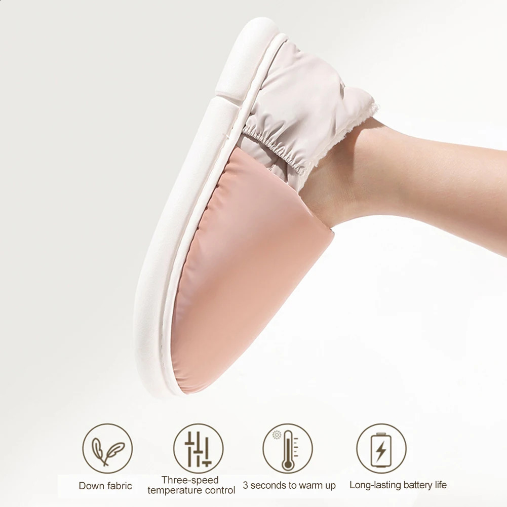 Unisex Electric Heating Slippers USB Heated Slippers Rechargeable Foot Warmer Warm Plush Slippers for Cold Weather 250120