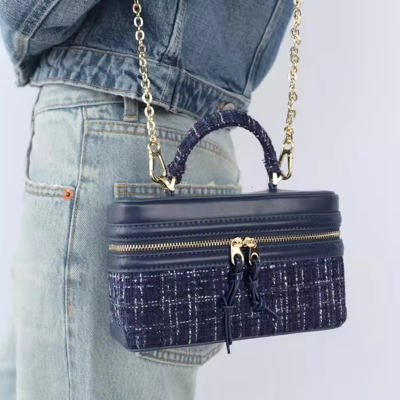 Fashion Woolen Box Women Shoulder Bags Designer Square Lady Handbags Chains Crossbody Bag Small Phone Purses Autumn Trend Cotton Fabric Cartoon