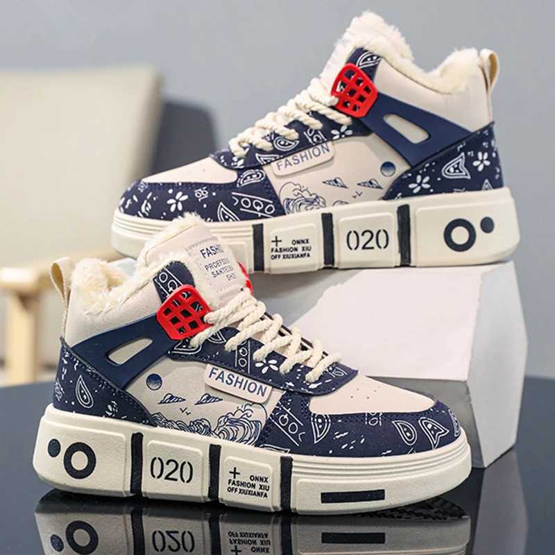 Kids Sneakers Winter Warm Plush Walking Shoes High-top Comfortable Fashion Casual Flat Tennis Shoes Childrens Boots for Boy W250207