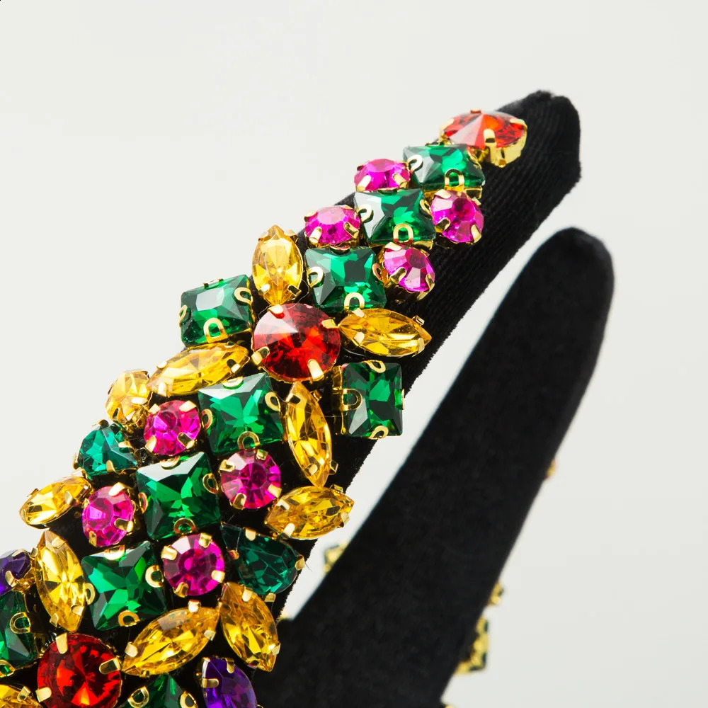 Sponge Flannel Baroque Crystal Headband Heavy Industry Full Diamond Super Flash Vintage Court Style Hair Accessories 250207