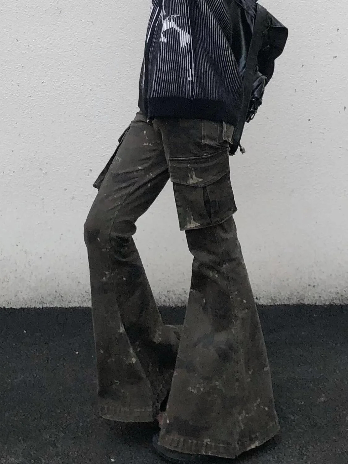 Vintage Camouflage Flare Jeans Grunge Women Low Rise Y2K Tie Dye Denim Pants 2000s Aesthetic Punk Harajuku Trousers Pantalones 250206