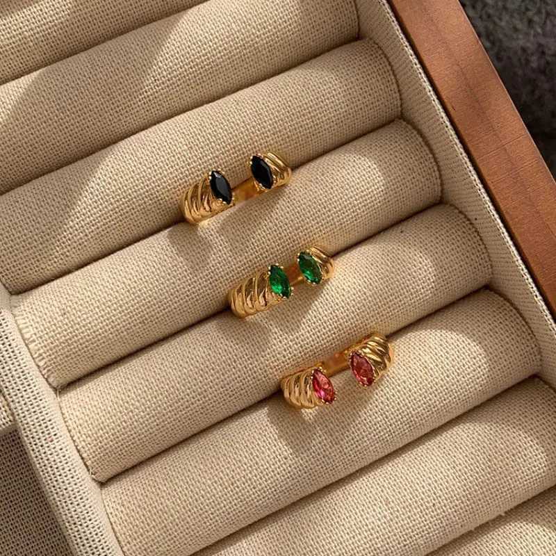 Foxanry Non-fading Gold Color Engagement Rings for Women Couples Trendy Elegant Sparkling Zircons Wedding Bride Jewelry Gifts W250207