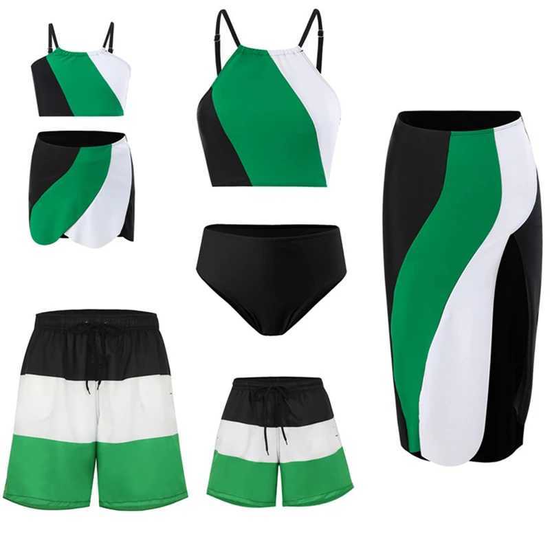 2025 Family Matching Swimwear Bikini Summer Mommy And Me Printed Baby Swimsuit Beach Swim Wear Women Kid Boy Baby Girl Clothes W250207