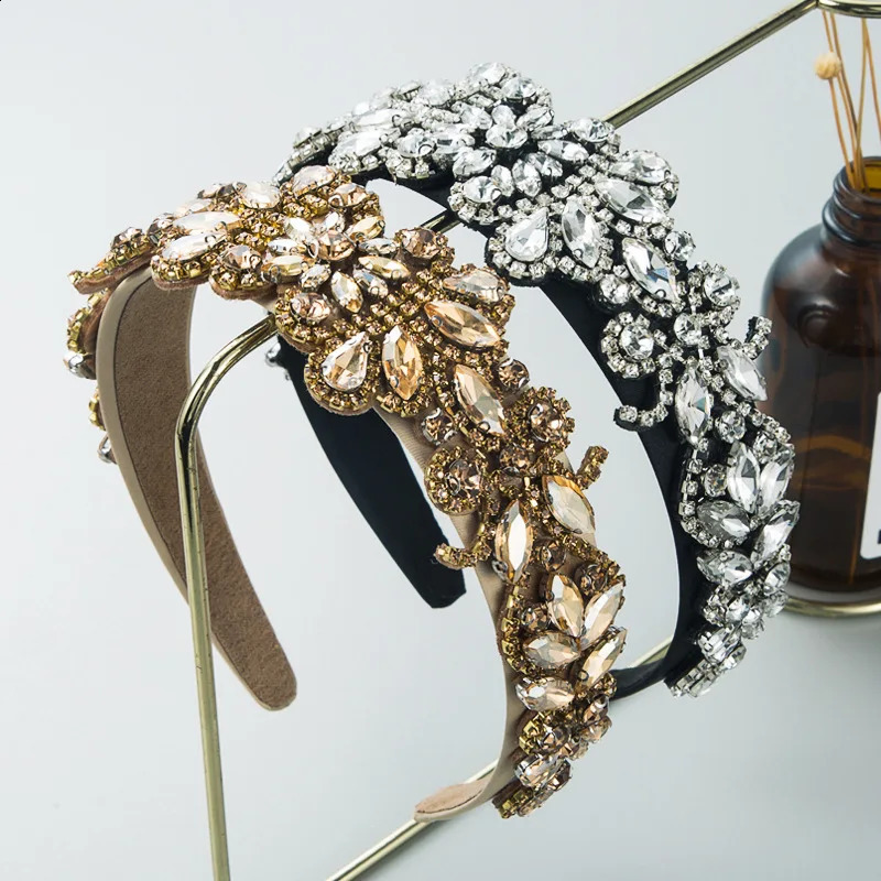 Baroque Court Headband Retro Wide-brimmed Hair Hoop Womens Rhinestone Hair Accessories Prom Street Shooting Gift Headband 250207