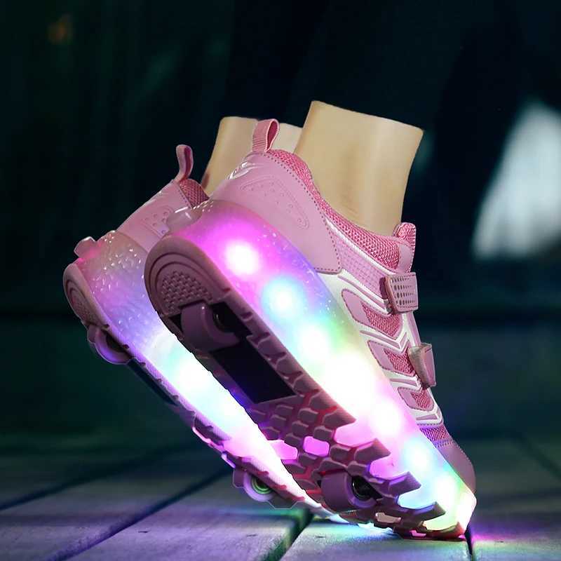 Skating Shoes For Childrens Spring New Luminescent Sports Shoes With Wheels Casual Outdoor Sports Birthday Gift W250207