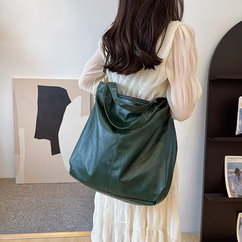 Fashion Big Leather Tote For Women Tend Females Simple Large High Capacity Retro Shoulder Side Bag Handbags PU Casual