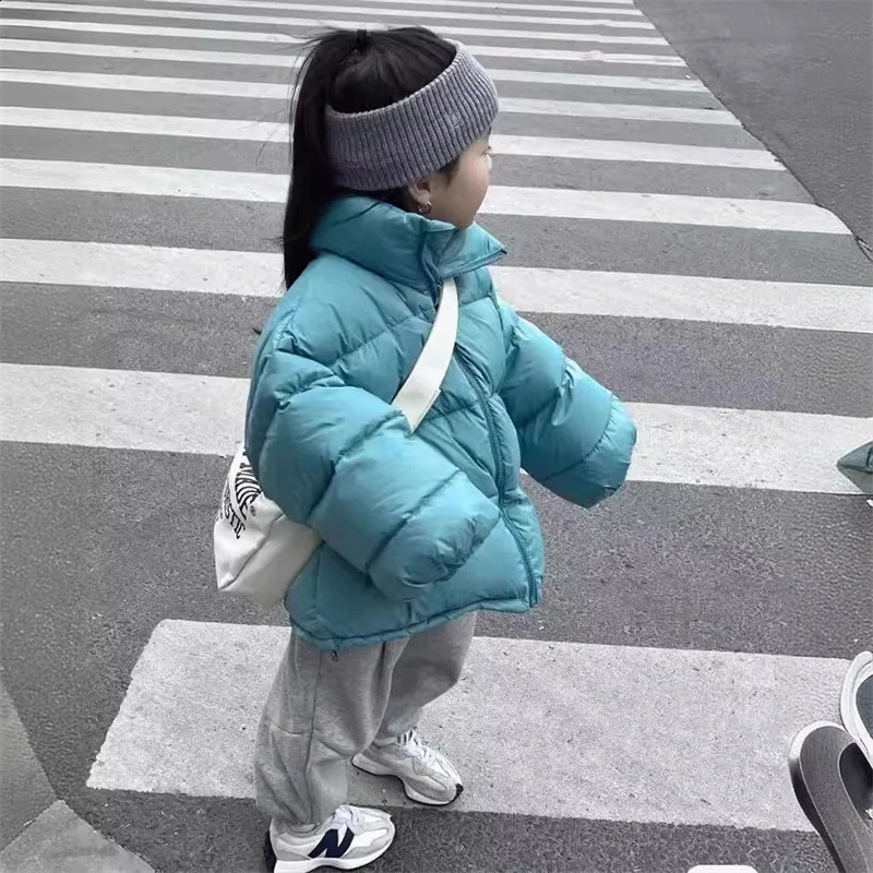 Boys Girls Casual Down Coats Children Winter Warm Jackets Kids Fashion Stand Collar Outerwear Baby Thicken Solid Color Clothes 250206