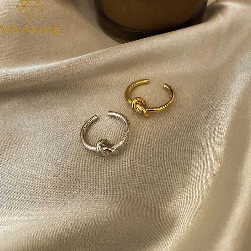 Xiyanike Silver Knot Thin Ring Female Open Couple Simple Temperature Handmade Jewelry Accessories Prevent Allergies W250207