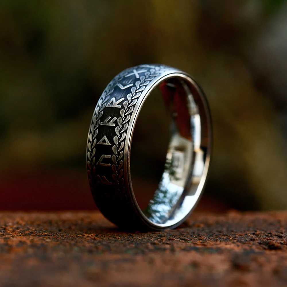 Fashion Vintage Nordic Viking Rune Rings for Men Women 316L Stainless Steel Simple Couple Amulet Ring Jewelry Gifts Dropshipping W250207