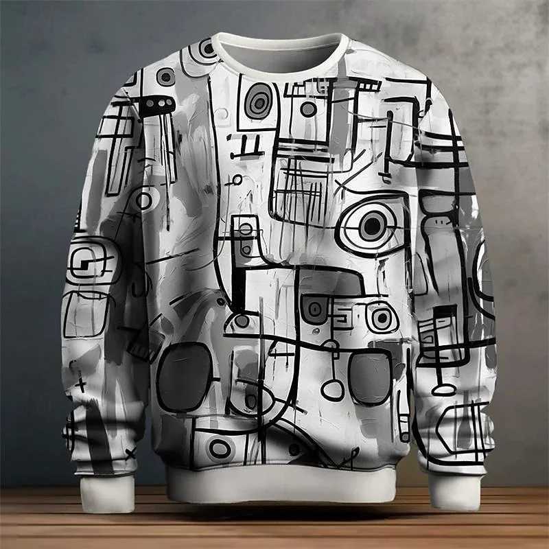 Colorful Graffiti Mens Hoodie New Oversized Mens Wear3D Printed Pattern Pullover Fashion Mens Clothing Autumn Mens Sweatshirt W250207