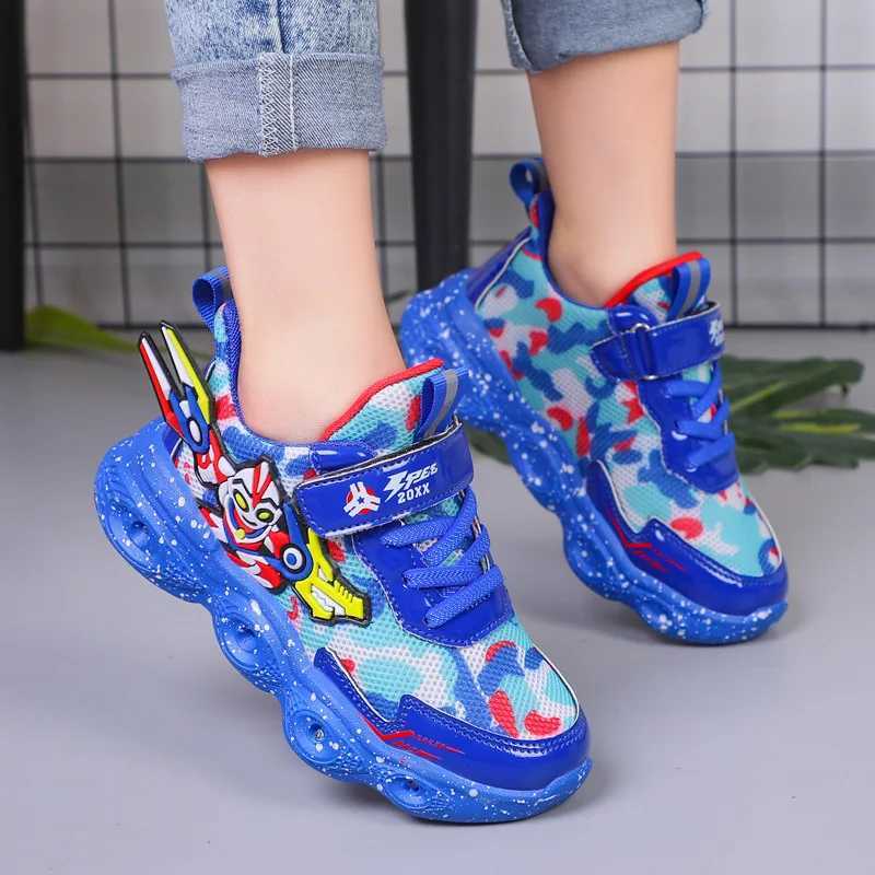 Luminous childrens sports shoes for men 2023 spring and autumn new mesh surface breathable lightweight mens shoes baby shoes W250207
