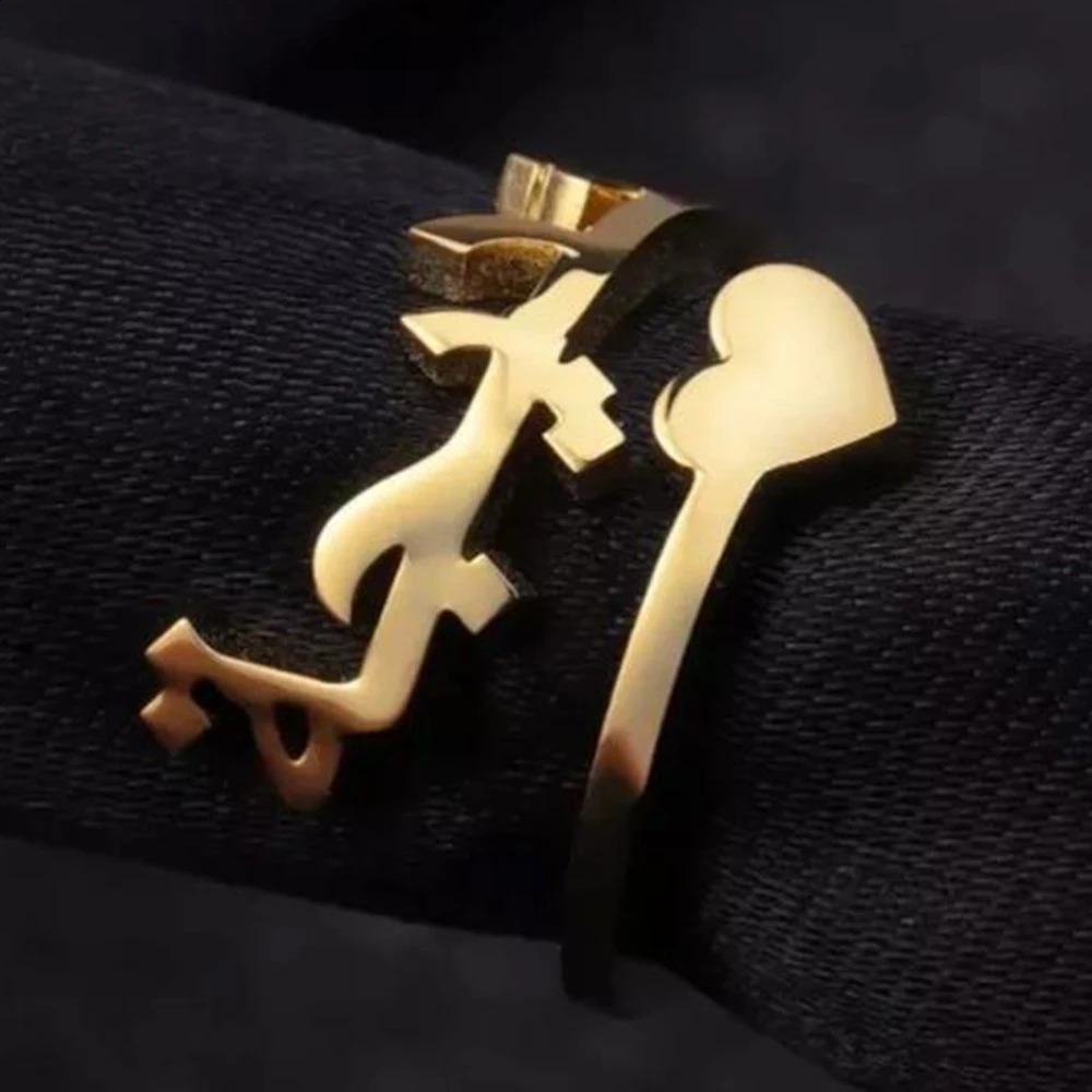 Customized Stainless Steel Name Ring Arabic Character Ring Islamic Style Exquisite Ring Boutique Gift for friend and frie 250206