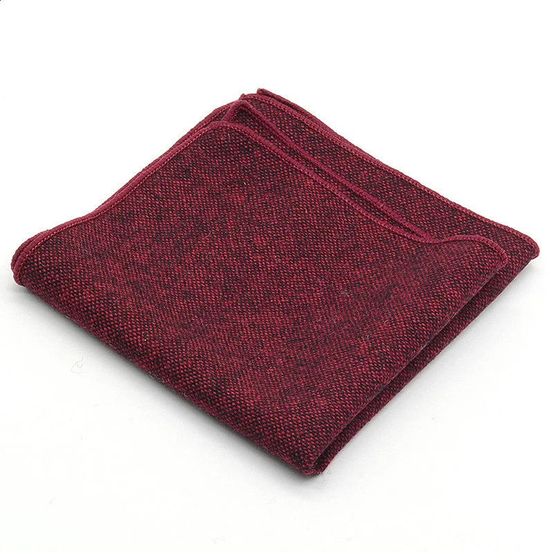 Classic Wool Pocket Square 25CM Solid Color Black Handkerchief For Men Vintage Hankies Tuxedo Suit Accessories Neckties Cravat 250114