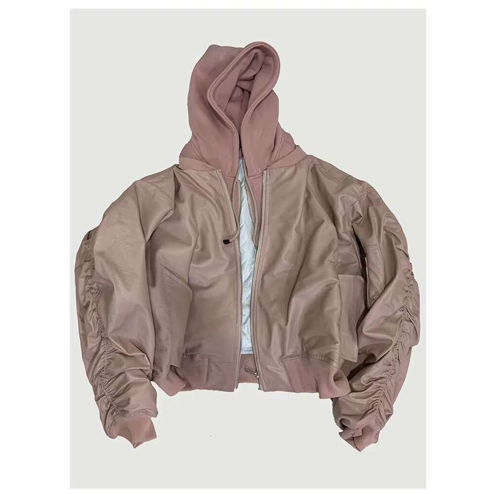 Men's Leather Jacket Mauroicardi Autumn Winter Oversized Cool Black Thickened Warm Pu Leather Bomber Jacket Men Hood Designer Fake 2 Clothes