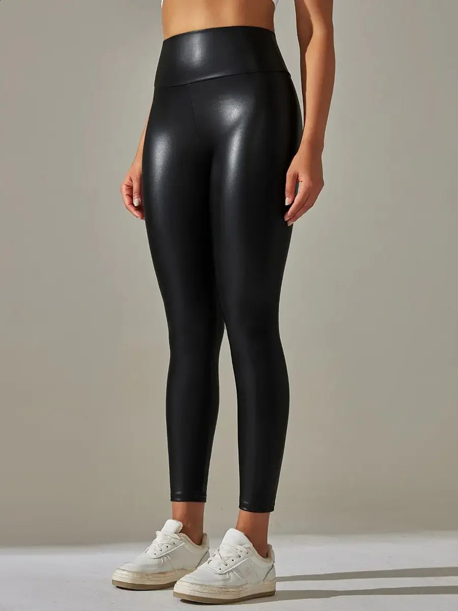 Winter Black Leather Leggings Women Skinny Push Up High Waist Legging PU Pants Thin Velvet Trousers Stretch Sexy Leggins in 250207