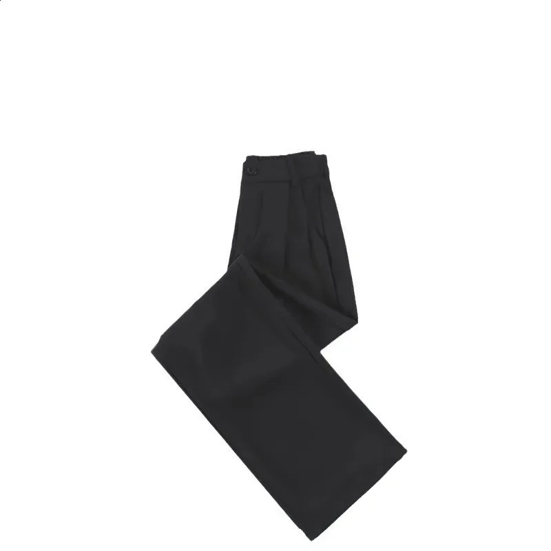 Plus Size Highwaisted Thin Black Casual Trousers Womens Summer Ice Silk Bell Bottoms Straightleg Pants For Ladies 250206