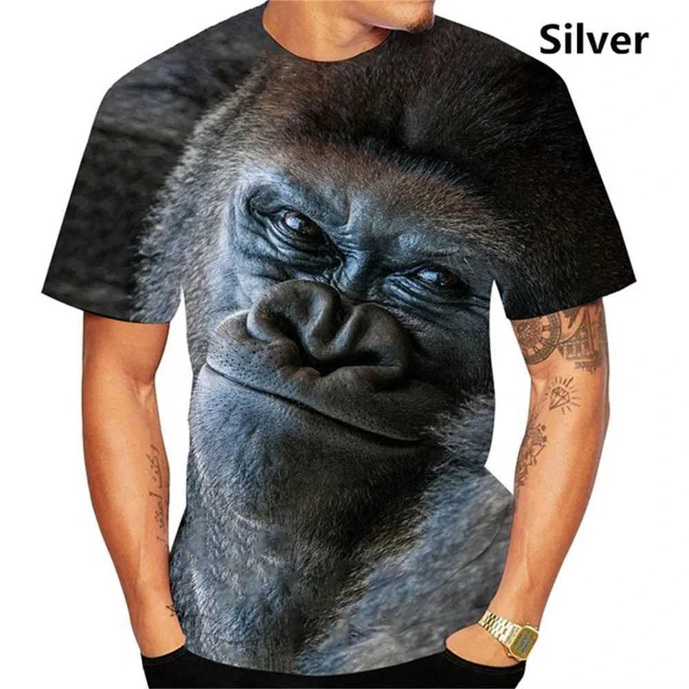 Funny Kiss Monkey Lip Graphic T Shirt for Men Clothing 3D Spoof Gorilla Orangutan Printed T-Shirt Unisex Short Sleeve Tops TeesT250207