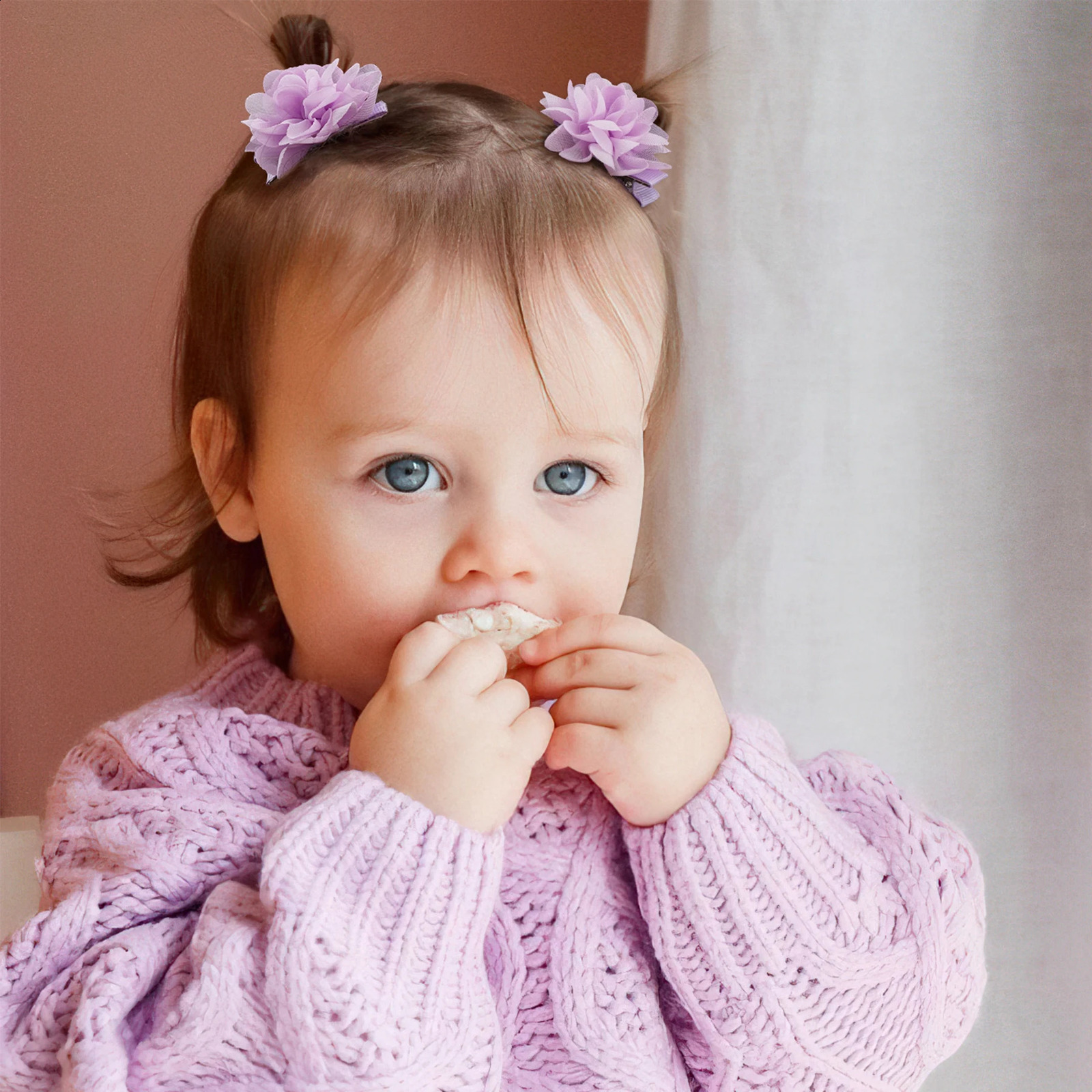 14/40PCS 2 Chiffon Flower Hair Bows Fully Lined Flower Tiny Hair Clips Fine Hair Girls for Infants Toddlers Set of 20 Pairs 250120