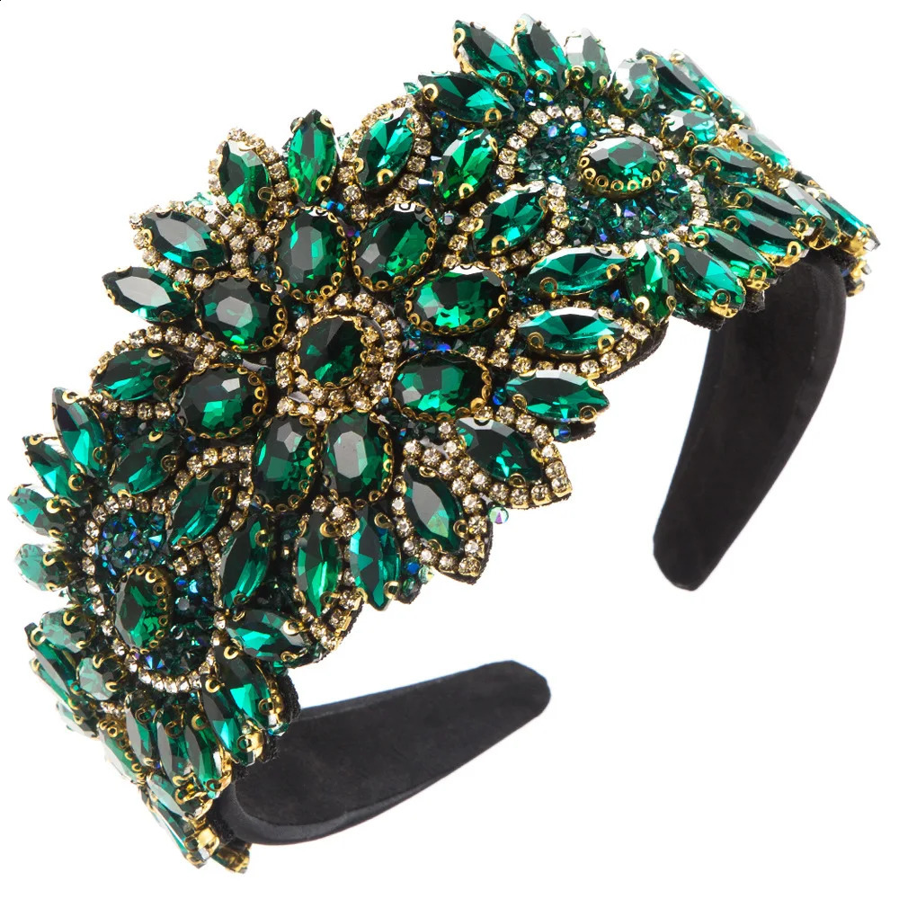 Retro Flower Headband Heavy Industry Baroque Diamond-Embedded Wide-Brimmed High-Grade Dance Party Hair Accessories Hairpin 250207