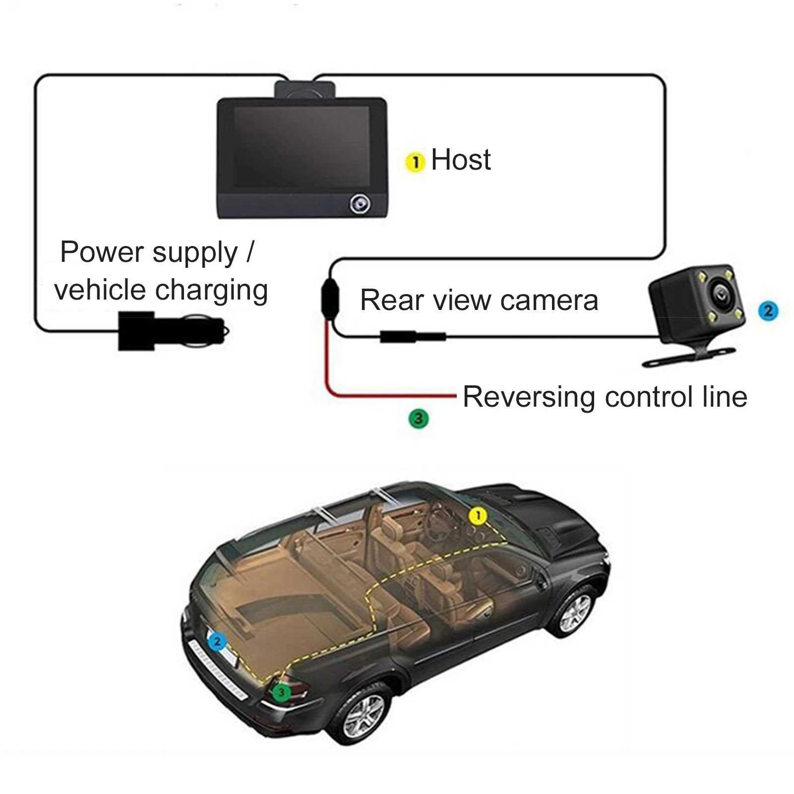 Car DVRs 1080P Full HD Dash Cam with 4 Inch IPS Screen Front and Rear Dual Dash Camera Driving Recorder Wide Angle Vision G-sensor car dvr H250206