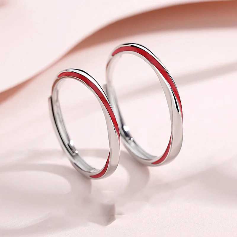 New 925 Silver Plated Lozenge Couples Ring Micro-Set Adjustable One Pair Lovers Rings Male Female Festival Birthday Jewelry Gift W250207