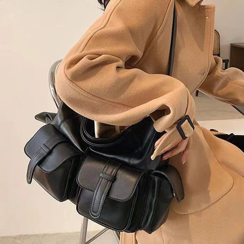 Female Stylsih Tote Bag black Hobo Handbag Large Capacity Shoulder Bags Ladies Soft PU Leather Messenger Women Shopper 250206