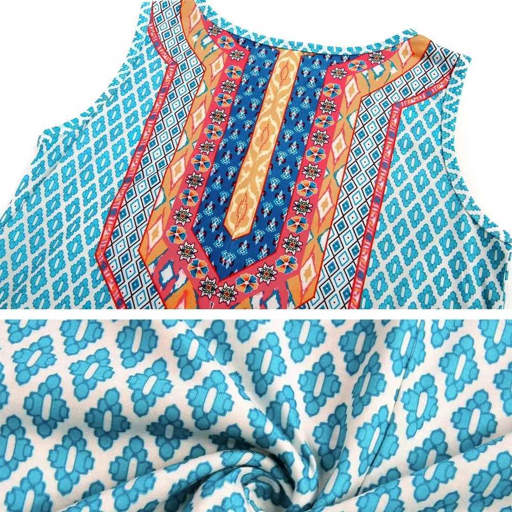 Colorful Fresh Floral Print Womens Round Neck Tank Top Dress Spring And Summer Resort Style Sveless Tank Top Dress For WomenXJ2500207