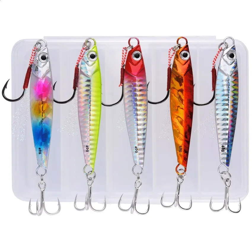 5pcs Metal Jig Fishing Lure Weights 10g40g Trolling Hard Bait Bass Tackle Trout Jigging Jigs Saltwater Lures 250207