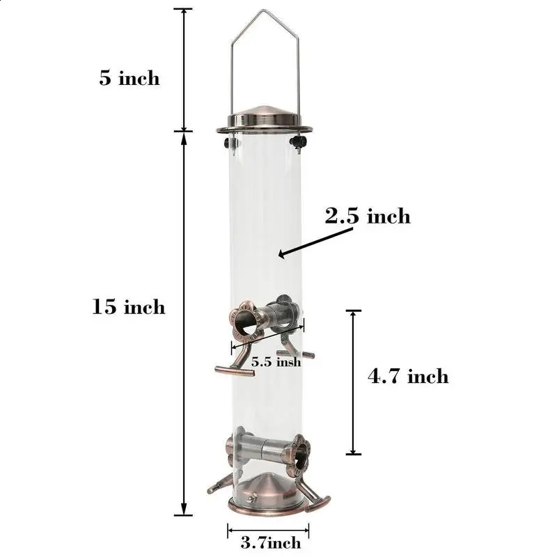 Durable Wild Bird Hanging Feeder Stainless Steel Bird Food Dispenser Container Tubular Anti-rust Outdoor Garden Decor Drop Ship 250121