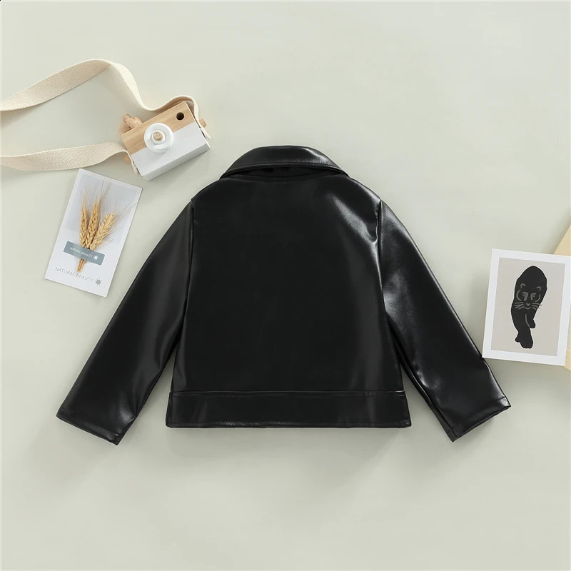 Kid Boys Leather Jacket Solid Color Girls Coats Kids Casual Style Children Jackets Spring Autumn Clothes For Boys 250206