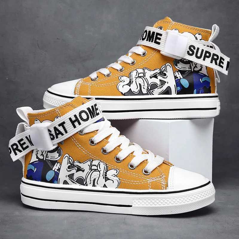Brand Kids High Top Canvas Shoes Trendy Children Non-slip Skateboarding Shoes Boys Girls Outdoor Comfortable Sports Tennis Shoes W250207