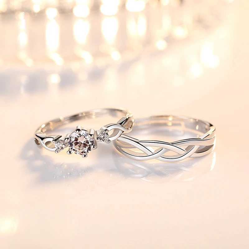 Ladys 925 Sterling Silver Fashion Jewelry New Crystal Zircon Couple Rings For Men XY0348 W250207