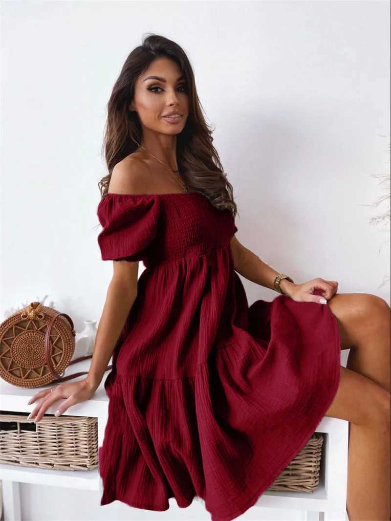 Ele Womens White Summer Backless One Shoulder Mini Dress Woman Fashionable Short Sved Chest Wrapped Party Vestidos S-3XLXJ2500207