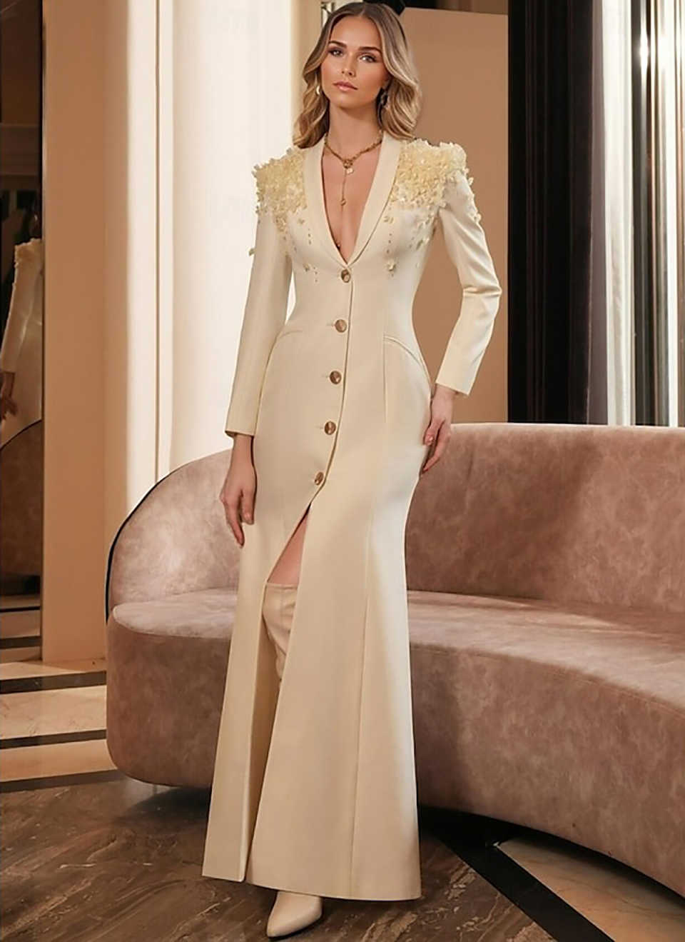 Designer Mother of the Bride Suits Beaded Handmade Appliques Single Breasted Long Women Business Blazer Shawl Lapel Formal Work Wear Customized