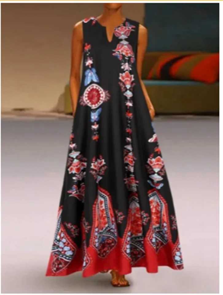 Ladies Summer Long Dress Floral Sveless 3D Print Ele Party Dresses For Women 2024 Casual Beach Women Dress Spring ClothesXJ2500207