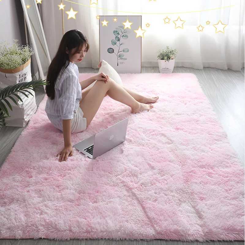 Pink Kids Carpet For Girls Bedroom Decoration Nordic large Living Rooms Rugs Fluffy Hall Carpets Soft Plush Nursery Play MatsC250207