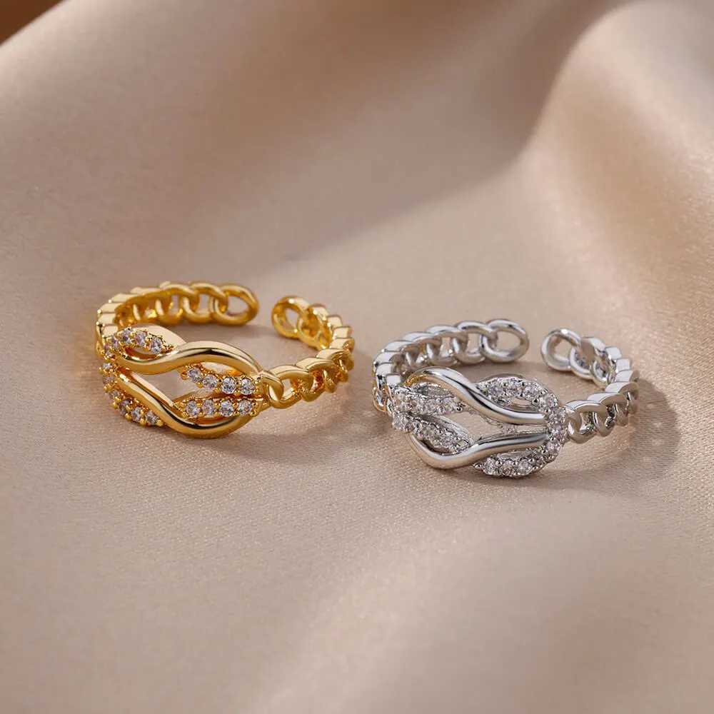 Infinity Rings for Women Girls Luxury Zircon Stainless Steel Ring 2023 Trend Couple Wedding Aesthetic Jewelry rings women W250207