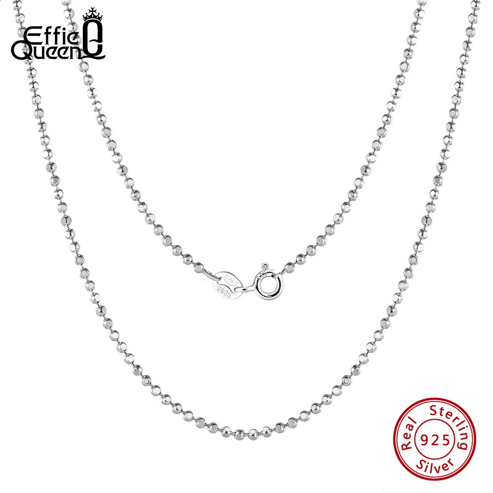 Effie Queen Fashion 1.0/1.5/2.0mm Ball Faceted Bead Chain Necklace for Women 925 Sterling Silver Necklace Birthday Jewelry SC77 250120