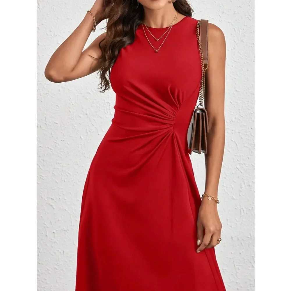Womens Summer Sveless Ruched Waist Flowy A Line High Low Midi Cocktail Party DressXJ2500207