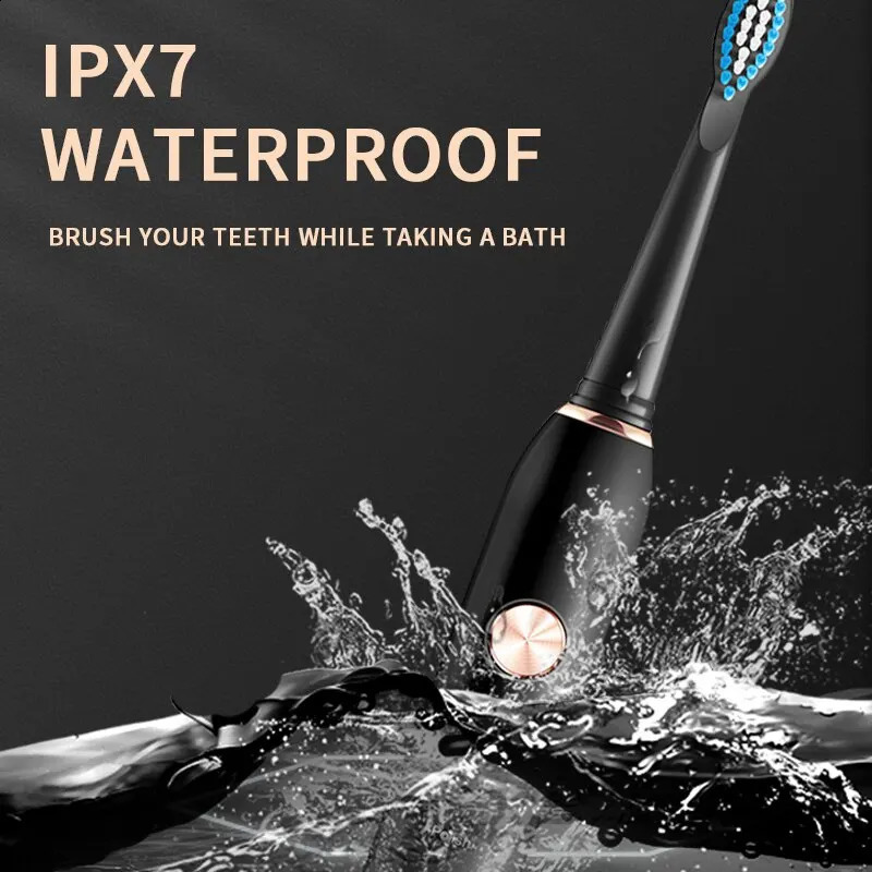 Jianpai Black and White Sonic Electric Toothbrush for Male and Female Lovers 5-mode USB Charging IPX7 Waterproof Sonic Electric 250206