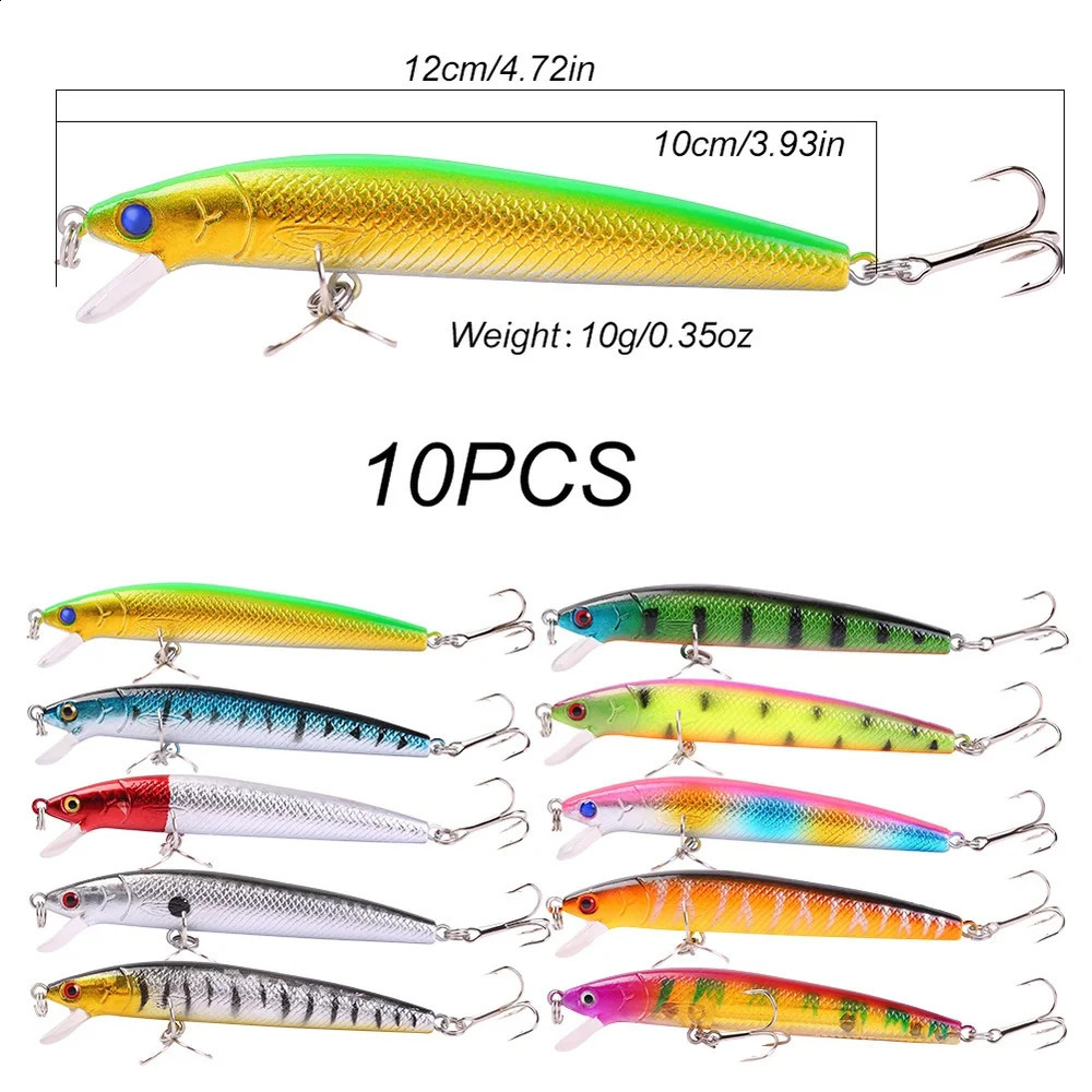 Sougayilang 10PCS Minnow Fishing Lure Lifelike CrankBait Hard Bait for Freshwater Saltwater Carp Tackle 250207
