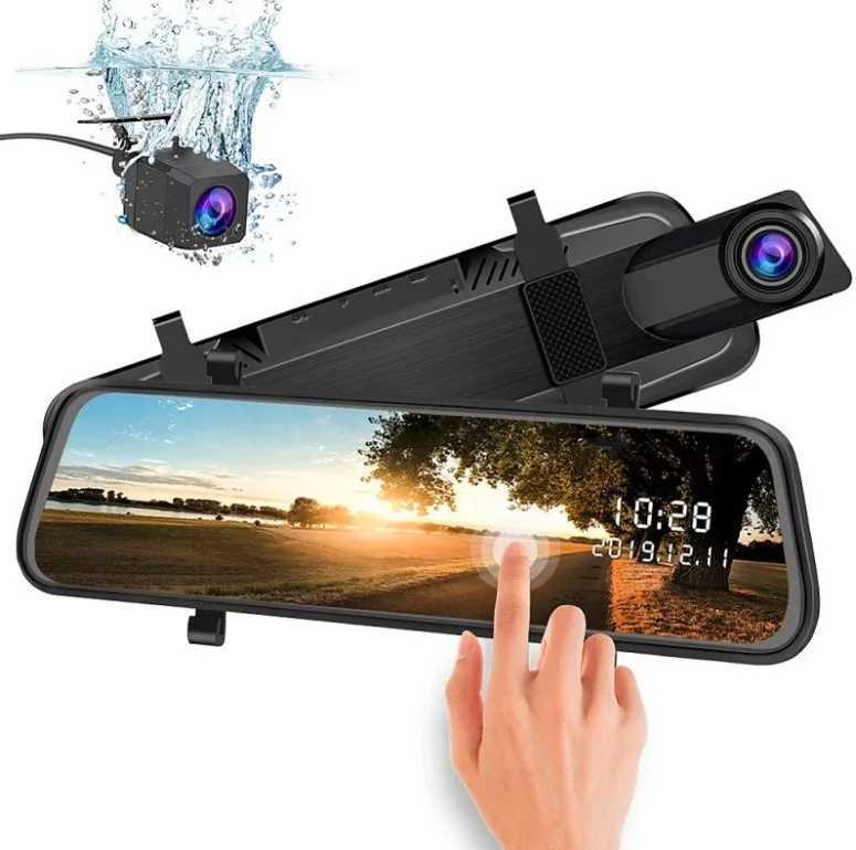 Car DVRs 10 Inches Car Dvr Dash Cam HD 1080P Dual Lens Touch Screen Auto Rearview Mirror Dash Stream Media 170 Front And Rear H250206