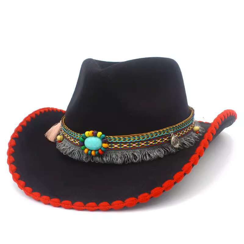 White Snowland Accessories Ethnic Style Tibetan Men and Women Performance Woolen Hat Guozhuang Dance Four Seasons