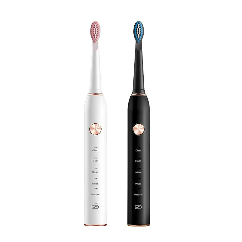 Jianpai Black and White Sonic Electric Toothbrush for Male and Female Lovers 5-mode USB Charging IPX7 Waterproof Sonic Electric 250206